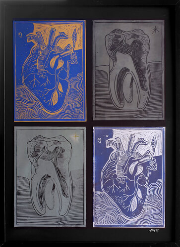 Dedans de cœur - Deux dents, deux cœurs by Philippe Abril, 종이 for Sale on Singulart