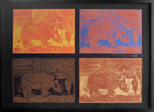 Rhinoceros polychromes by Philippe Abril, 종이 for Sale on Singulart
