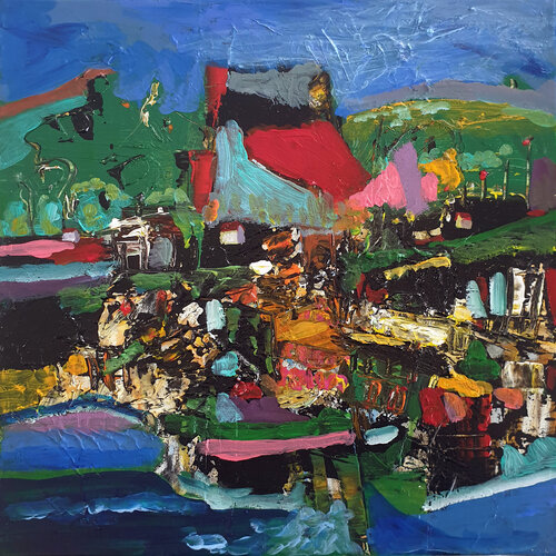 Trois maisons de campagne van Philippe Abril, Schilderij te koop op Singulart