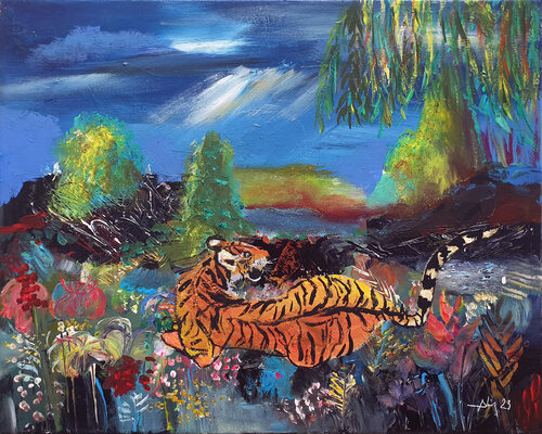 Tigre di Philippe Abril, Pittura in vendita su Singulart