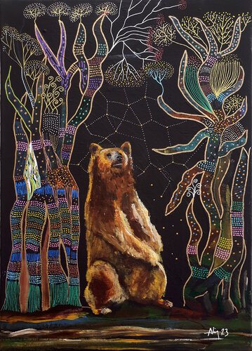 Méditation de l'ours III par Philippe Abril, Peinture en vente sur Singulart