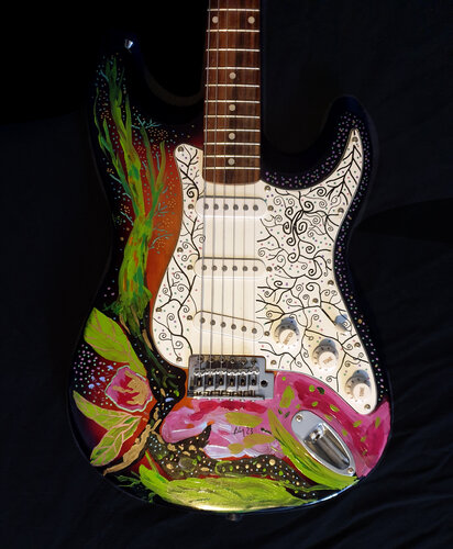 Guitare électrique peinte von Philippe Abril, Malerei kaufen auf Singulart