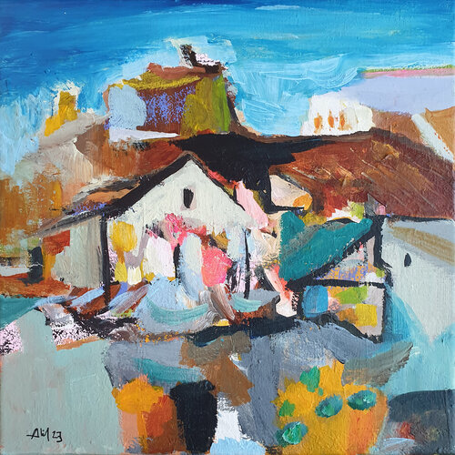 Village de montagne de Philippe Abril, Pintura a la venta en Singulart