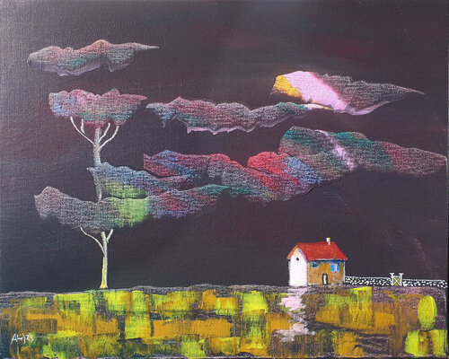 Maison sous les nuages van Philippe Abril, Schilderij te koop op Singulart