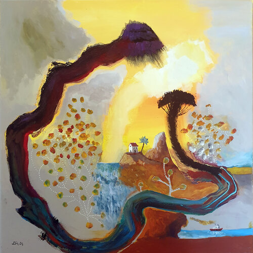 Avec le ciel, la terre et l'eau di Philippe Abril, Pittura in vendita su Singulart