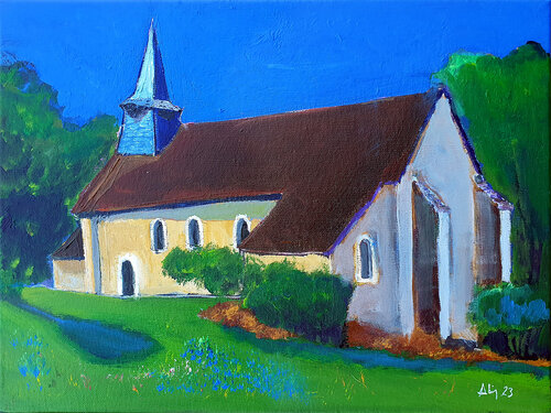 Eglise de campagne von Philippe Abril, Malerei kaufen auf Singulart