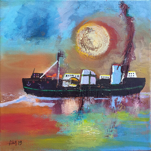 Sous la lune van Philippe Abril, Schilderij te koop op Singulart