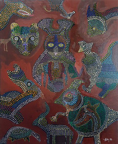 Collection d'animaux anciens by Philippe Abril, Painting for Sale on Singulart