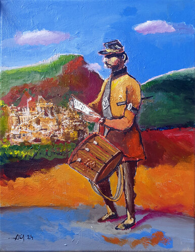 Le facteur Cheval annonce la bonne nouvelle di Philippe Abril, Pittura in vendita su Singulart