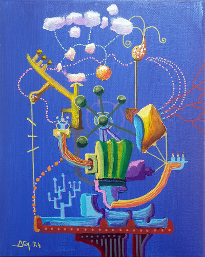 Machine pour faire pleuvoir (elle ne marche pas) di Philippe Abril, Pittura in vendita su Singulart