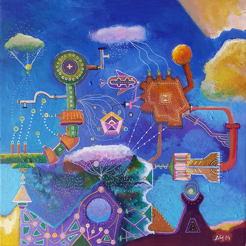 Machine pour atmosphère fraiche di Philippe Abril, Pittura in vendita su Singulart
