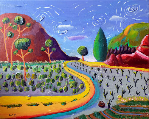 Chemin jaune von Philippe Abril, Malerei kaufen auf Singulart