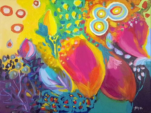 Fleurs et bulles di Philippe Abril, Pittura in vendita su Singulart