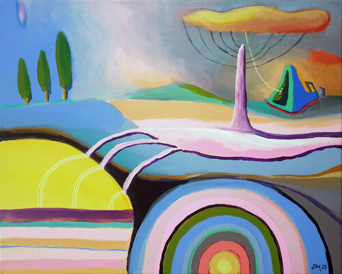 Paysage au cristal rose von Philippe Abril, Malerei kaufen auf Singulart