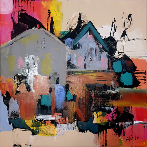 Deux maisons di Philippe Abril, Pittura in vendita su Singulart