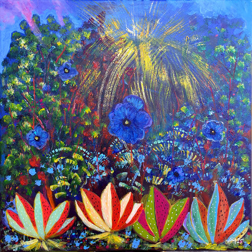 Agaves et pensées von Philippe Abril, Malerei kaufen auf Singulart