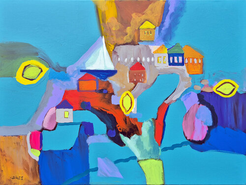 Citrons turquoise par Philippe Abril, Peinture en vente sur Singulart