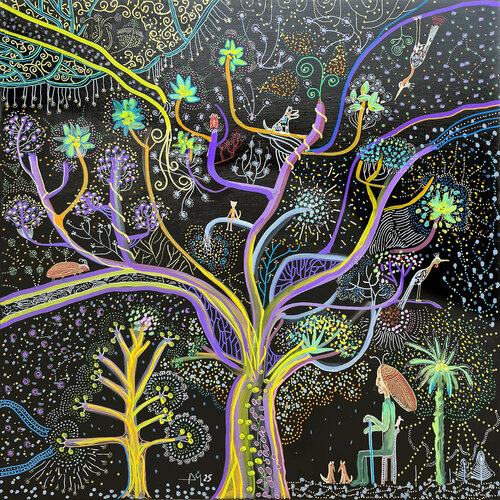 L'arbre aux récits von Philippe Abril, Malerei kaufen auf Singulart
