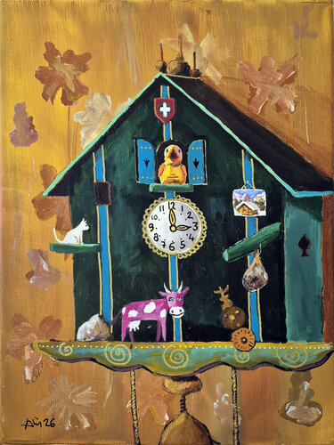 Coucou vert des alpages par Philippe Abril, Peinture en vente sur Singulart