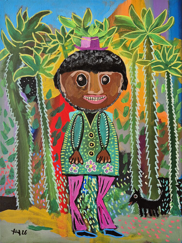Carlos Santana à Marrakech (hommage à Anselme Boix-Vives by Philippe Abril, Painting for Sale on Singulart