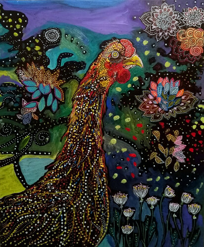 Poule asiatique di Philippe Abril, Pittura in vendita su Singulart