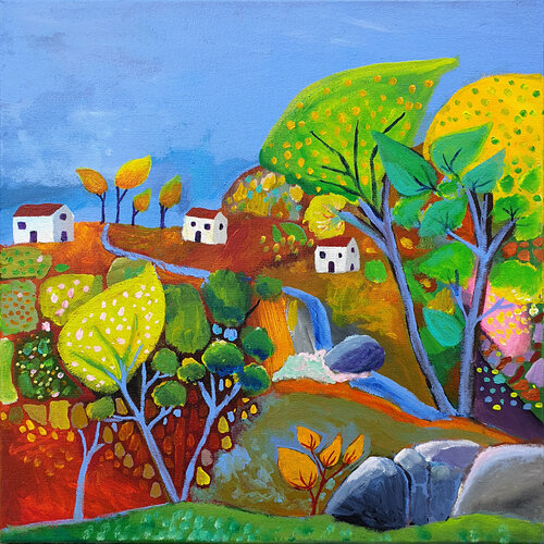 La route des Puechs par Philippe Abril, Peinture en vente sur Singulart