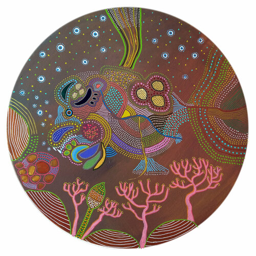 Ancestral poisson ( Tondo - châssis cercle) Philippe Abril