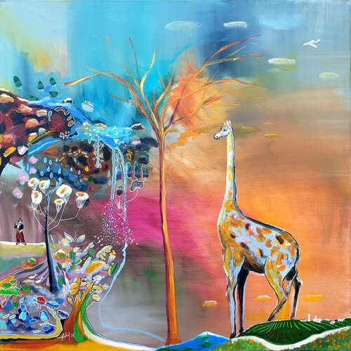 La prophétie de la girafe di Philippe Abril, Pittura in vendita su Singulart