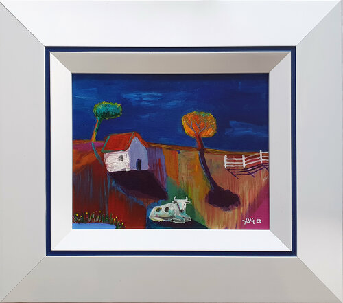 Vache au pré di Philippe Abril, Pittura in vendita su Singulart