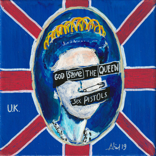 Sex Pistols - God save the Queen de Philippe Abril, Pintura a la venta en Singulart