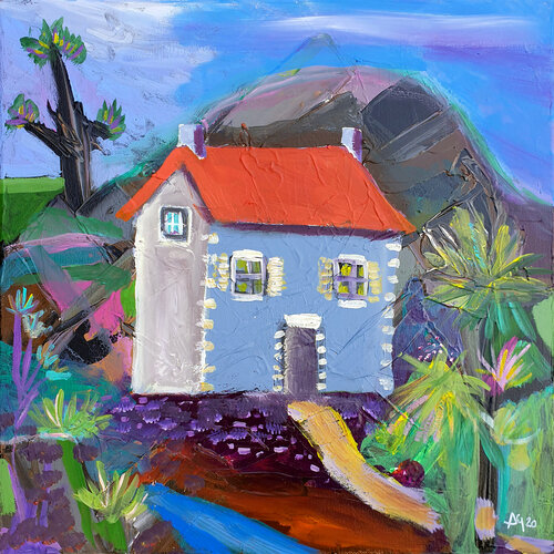 Volcano house by Philippe Abril, Painting for Sale on Singulart