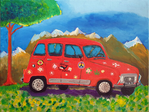Renault Baba car di Philippe Abril, Pittura in vendita su Singulart