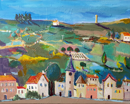 Village et colline di Philippe Abril, Pittura in vendita su Singulart