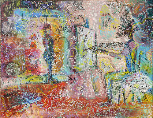 Le peintre, son modèle et le lézard von Philippe Abril, Malerei kaufen auf Singulart