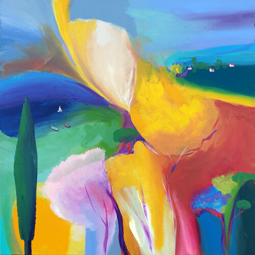 Trois maisons di Philippe Abril, Pittura in vendita su Singulart