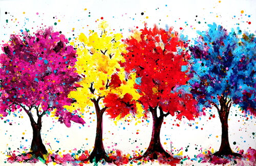 Four seasons trees di Kspersee, Pittura in vendita su Singulart