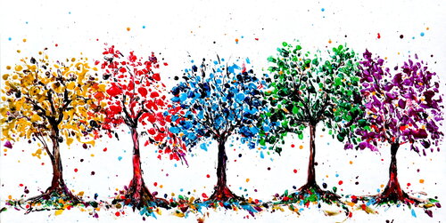 Les arbres colorés di Kspersee, Pittura in vendita su Singulart