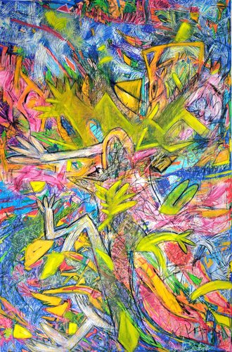 “The Astronaut” - After the Mayan estela in Palenque, Mexico van Ruben Nieto, Schilderij te koop op Singulart