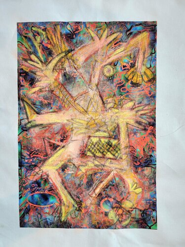 "Prehispanic Abstraction - Juego de Pelota" (Prehispanic Ball Game) van Ruben Nieto, Schilderij te koop op Singulart