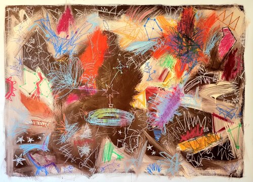 Constellation of the Thinder emerging from the evnt horizon of a black hole by Ruben Nieto, 회화 for Sale on Singulart