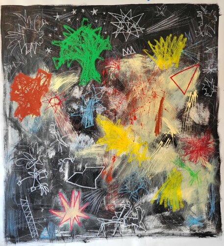 Watching the Milky Way under a magnolia tree by Ruben Nieto, 회화 for Sale on Singulart