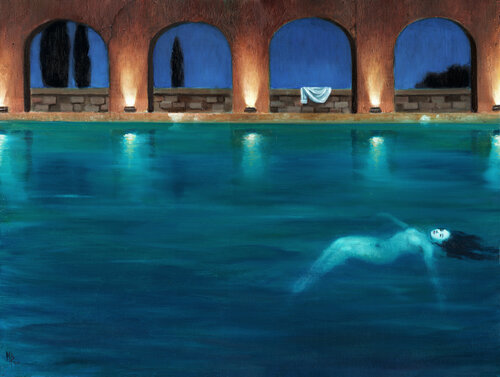 Bain de minuit by Michaël Brack, Painting for Sale on Singulart