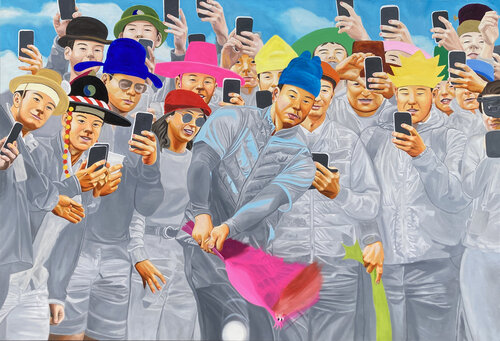 A Land of Hats by Su Hyun Kim, 油畫 for Sale on Singulart
