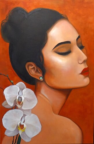 Girl with a jade earring von Angelika Bes, Malerei kaufen auf Singulart