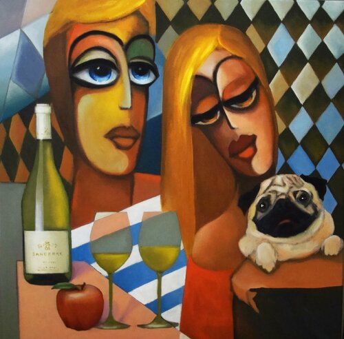Picnic with Mopster van Angelika Bes, Schilderij te koop op Singulart