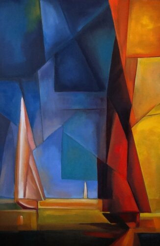 Calm sea ( after Lyonel Feininger ) von Angelika Bes, Malerei kaufen auf Singulart