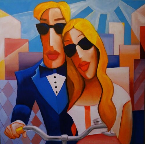 Rolling to the party van Angelika Bes, Schilderij te koop op Singulart