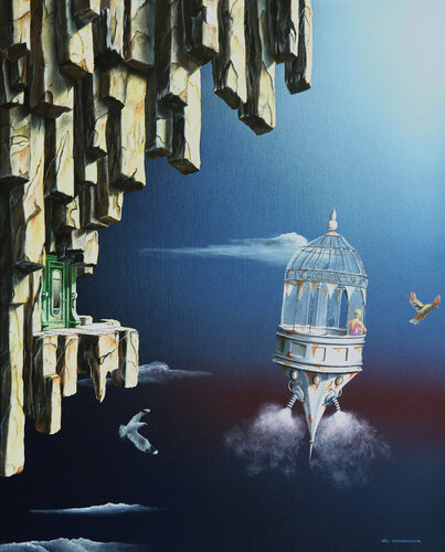 Lucy in the sky van Thierry Van Quickenborne, Schilderij te koop op Singulart