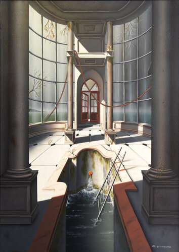 LA CUVE (Encadré sous baguettes) de Thierry Van Quickenborne, Pintura a la venta en Singulart