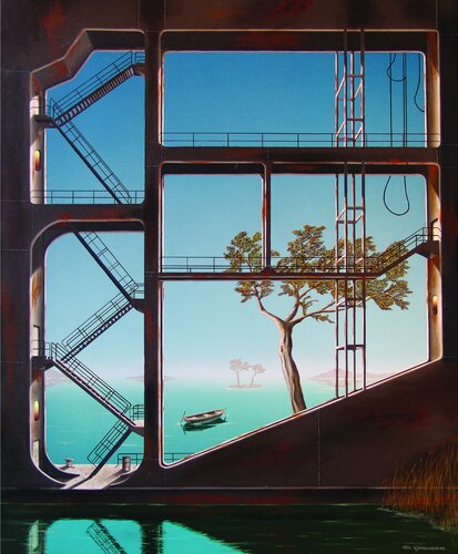 La barge (sous baguettes) de Thierry Van Quickenborne, Pintura a la venta en Singulart